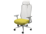 Netforce/シースルーチェア ヘッド・ハンガー・肘付 アルミ脚 WH/イエロー