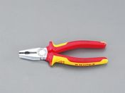エスコ/電工ペンチ 絶縁グリップ付 メッキ 180mm/EA534KC-62