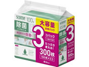 クレシア/スコッティ ウェットティシュー 除菌 ノンアルコール 100枚 詰替用 3個