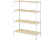 アイリスオーヤマ/カラーメタルラック ウッドボード付4段 幅750mm ホワイト