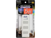 朝日電器/耐雷コード付タップ 2P4個口5m/WBT-4050SBN(W)