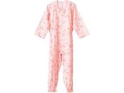 フットマーク/介護つなぎ服(前開き) ピンク/さくら柄 LL