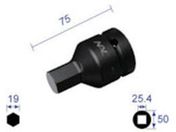 ナック/ヘキサゴンレンチソケット 差込角25.4×対辺19mm/819C