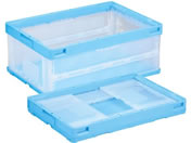 岐阜プラスチック工業/リス 薄型折りコン 蓋なし 30L ブルー透明