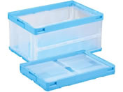岐阜プラスチック工業/リス 薄型折りコン 蓋なし 40L ブルー透明