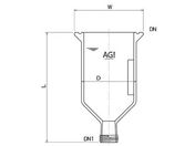 旭製作所/円錐形反応容器(45°)攪拌バッフル付/3954-300-45C-A