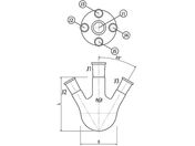 旭製作所/五ツ口フラスコ 500mL 24/40・15/25/3114-500-4L1L