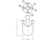 旭製作所/五ツ口フラスコ 500mL 29/42・19/38/3122-500-5L3L