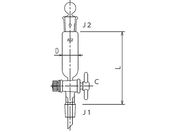 旭製作所/セミ・ミクロ 円筒形摺付分液ロート PTFEコック 10mL/3734-10-1M