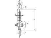 旭製作所/セミ・ミクロ 円筒形摺付滴下ロート ガラスコック 10mL/3736-10-1M
