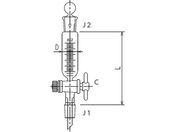 旭製作所/セミ・ミクロ 円筒形摺付滴下ロート PTFEコック 10mL/3738-10-1M