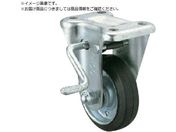 ユーエイ/プレート式 固定 キャスター ゴム 車輪径150mm ストッパー付き Jタイプ KB L 型 取付寸法100×56 WKB-150L