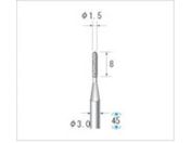 ナカニシ/電着ダイヤモンドバー 円筒先丸型 φ1.5×8×軸φ3 #120 12331