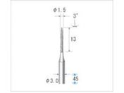 ナカニシ/クラフトダイヤモンドバー 3本入 テーパー型 φ1.5×13×軸φ3 #140 3° 12826