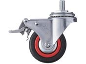 ハンマー/ねじ込み旋回式ゴム車輪 ナイロンホイール・ボールベアリング M12 75mm トータルロック 4150MA-RB75