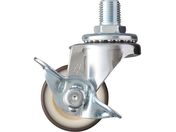 ハンマー/ねじ込み旋回式ウレタン車輪 ナイロンホイール 40mm M12 ストッパー付 415A-3UR40