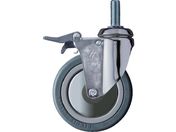 ハンマー/ねじ込み旋回式ゴム車輪 ナイロンホイール・ボールベアリング 125mm トータルロック915MA-RB125