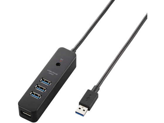 ●インターフェイス：ＵＳＢ３．０（ＵＳＢ２．０／１．１互換）●ポート数：４ポート●色：ブラック●外寸：約幅１０７．５×奥行２６．５×高さ２４．０ｍｍ（ケーブルを除く）●質量：約８６ｇ●ＵＳＢケーブル長