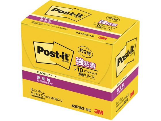 （まとめ） 3M ポスト・イット 強粘着ノート75×75mm ビビットイエロー 654SS-YN 1セット（10冊） 3Mポスト・イット 強粘着ノート マルチカラー9 75×75mm 4色 6541SS-MC