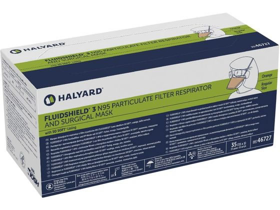HALYARD �t���C�h�V�[���hN95���X�s���[�^ ���M�����[ N95�}�X�N 25-3236-00 46727(210�}�C)���M�����[
