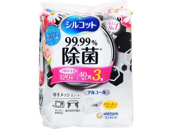 ●つめかえ用●アルコールタイプ●シートサイズ：１３０×１９０ｍｍ●香り：フレッシュフローラル●注文単位：１パック（４０枚×３個）