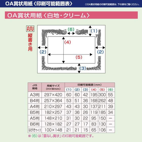 タカ印 OA賞状用紙 B4 縦書 クリーム 業務用 100枚 10-1177 通販 