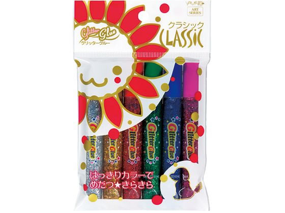 ●クラシック●６色セット（シルバー／ゴールド／ポピーレッド／ロイヤルグリーン／コバルトブルー／パープル）●内容量：各色１０．５ｍｌ●材質：主成分ＰＶＰ、容器ノズルＰＥ、キャップＰＰ◇グリッターグルーの