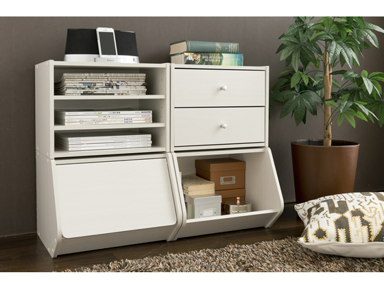 おまとめのお部屋 アイリスオーヤマ スタックボックス 引出付き W400 ホワイト STB-400H