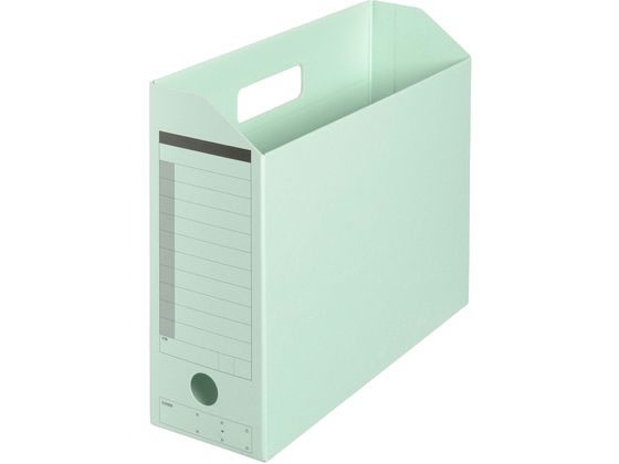 ●規格：Ａ４ （ヨコ）●カラー：ブルー●外形寸法：縦２６０×横３１５×背幅１００ｍｍ●ワンタッチ組立（底板付）●未組立タイプ●材質：ファイルカード紙（古紙パルプ配合率９５％再生紙）（２枚合紙）