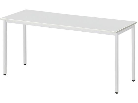 ●カラー：天板ホワイト／脚ホワイト●サイズ：幅１４００×奥行６００×高さ７２０ｍｍ●重量：１９．７ｋｇ●耐荷重：６０ｋｇ●天板：合成樹脂化粧板（メラミン樹脂加工）●フレーム・脚部：スチール（粉体塗装）