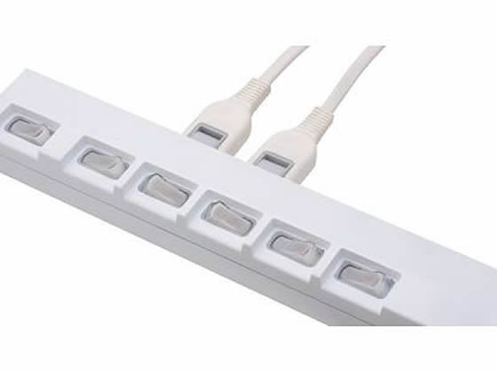 ヤザワ 横差し個別スイッチ付節電タップ6個口2m Y02YBKS662WH