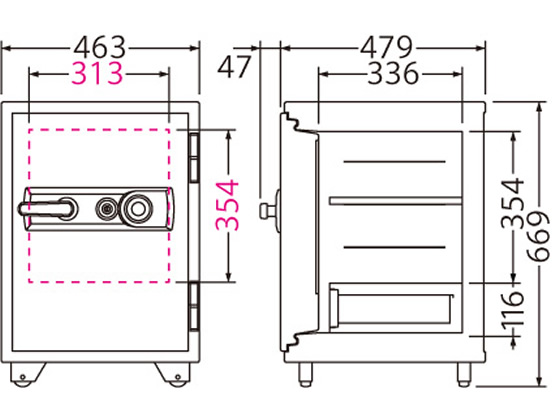 エーコー ダイヤル式+シリンダー式 小型耐火金庫 51L BSD-X 通販
