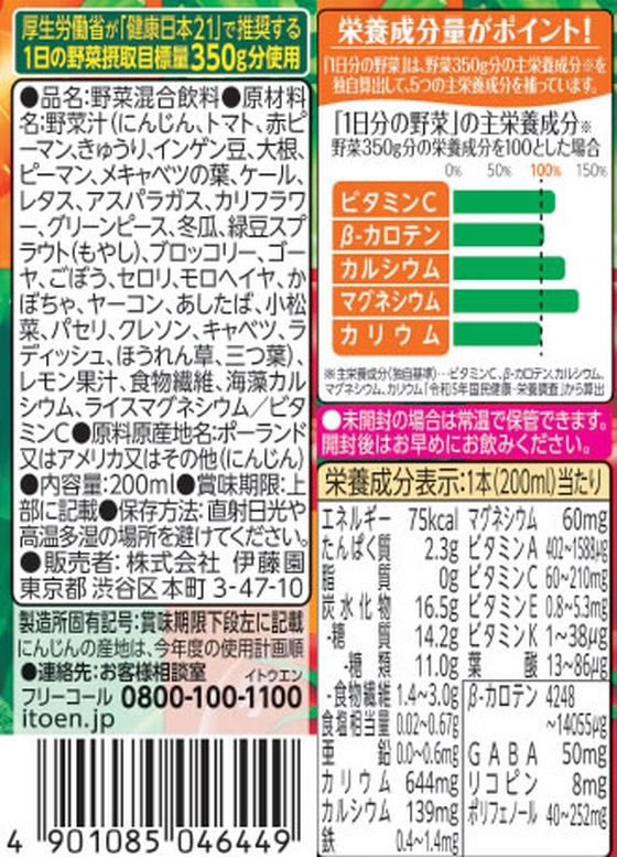 伊藤園 1日分の野菜 200mL 24本 通販【フォレストウェイ】