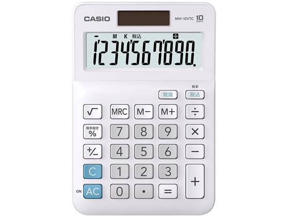 カシオ スタンダード電卓 ミニジャストタイプ 10桁 MW-10VTC-N 通販