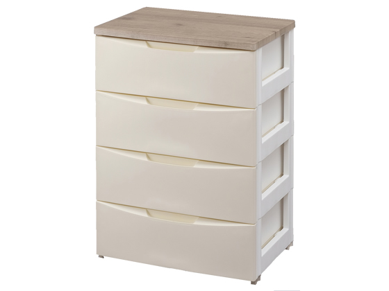 アイリス デザインウッドトップチェスト 4段 幅560mm アイボリー DW