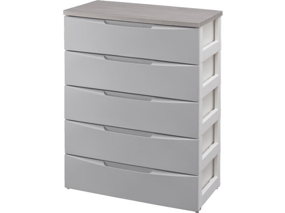 アイリス デザインウッドトップチェスト 5段 幅730mm グレー DW-725