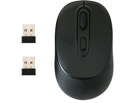 HIDISC BlueLEDワイヤレスマウス 2レシーバー付 4ボタン HDM-7146BK