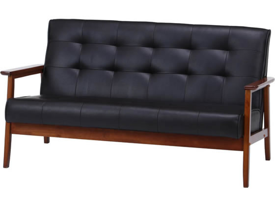 不二貿易 バイキャストPUソファー フレンズ 2人掛け ダークブラウン846