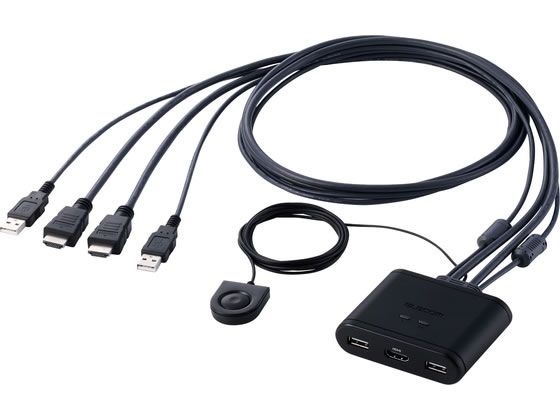 エレコム HDMI KVM 切替器 2入力1出力 USB-Aポート×2 手元スイッチ