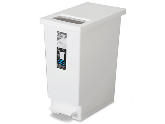 ●色：ホワイト●容量：４５Ｌ●サイズ：幅２６５×奥行４５５×高さ５５５ｍｍ●重量：２ｋｇ●材質：本体／ポリプロピレン、プッシュフタ／ステンレス●生産国：日本
