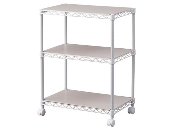 アイリスオーヤマ カラーラック 3段 ホワイト CMM-55073B アイリスオーヤマ カラーメタルラック ウッドボード付3段 ホワイト CMM