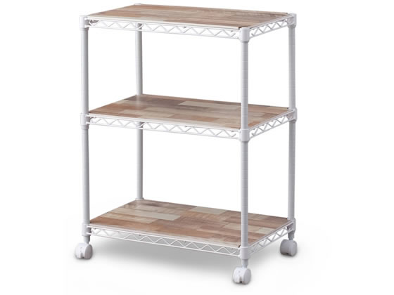 アイリスオーヤマ カラーラック 3段 ホワイト CMM-55073B アイリスオーヤマ カラーメタルラック ウッドボード付3段 ホワイト CMM