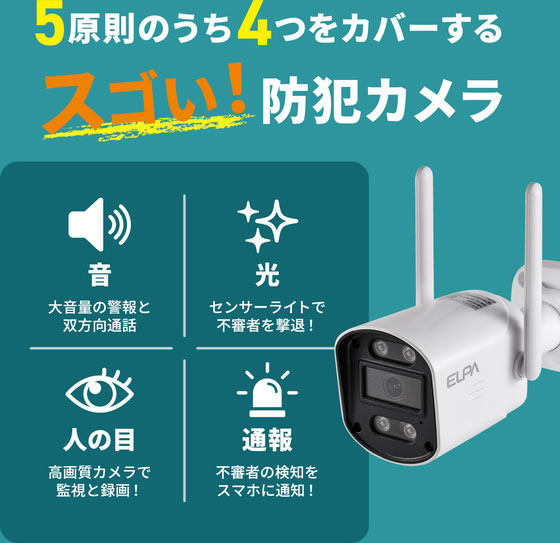 【新品・保証書付】朝日電器　防犯カメラ　スマホ連動　TBC−SC300 朝日電器 防犯士が作ったスゴイ防犯カメラ 屋外用 バレット形カメラ AC