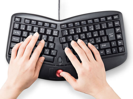 サンワサプライ エルゴノミクスキーボード(トラックボール付き) SKB