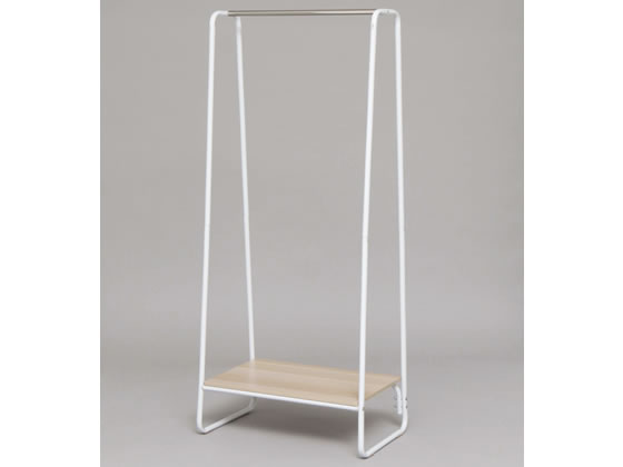 ●色：ホワイト●商品サイズ：幅約６４×奥行約４０×高さ約１５０ｃｍ●重量：約７ｋｇ●耐荷重（約）：全体２０ｋｇ、パイプ部分１０ｋｇ、棚板１０ｋｇ●材質：ハンガー部分／スチール（クロムメッキ加工）、本体