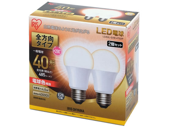 ●使用場所：屋内用●全方向タイプ●光色：電球色相当●口金：Ｅ２６●全光束：約４８５ｌｍ●ランプ全体の明るさ：一般電球４０形相当●定格消費電力：４．６Ｗ●定格入力電流：０．０８２Ａ●配光角：２９０°●電