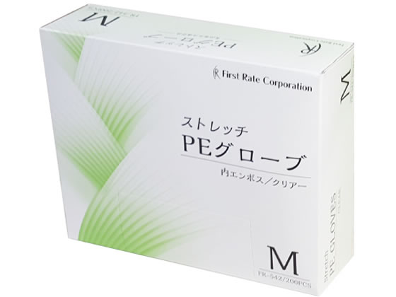 ファーストレイト ストレッチPEグローブ クリアー M 200枚 FR-542 通販