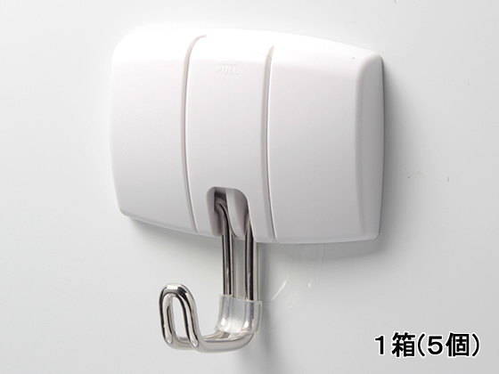 ●サイズ：長さ４．７×幅８．５×高さ９．１ｃｍ●色：白●耐荷重：約１４ｋｇ●材質：本体／ＡＢＳ、フック／スチール●注文単位：１箱（５個）●ＧＰＮエコ商品ねっと掲載※耐荷重は目安です。