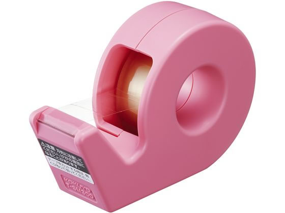 ●色：ピンク●外寸法：幅２７×奥行９１×高さ６０ｍｍ●重量：４４ｇ●対応テープ：小巻き（幅１８×外径５２ｍｍまで）●材質：本体・カバー／Ｒ−ＡＢＳ、刃／ステンレス●小巻きセロハンテープ１本付き（幅１５