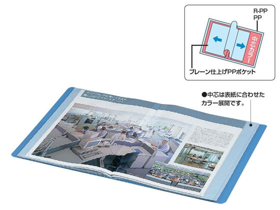 コクヨ クリアーブック 固定式 サイドスロー A5 40ポケット 青 通販